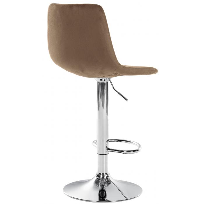 2er Set Barhocker HLO-CP252 Samt Chrom ~ braun