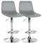 2er Set Barhocker HLO-CP252 Samt Chrom ~ grau