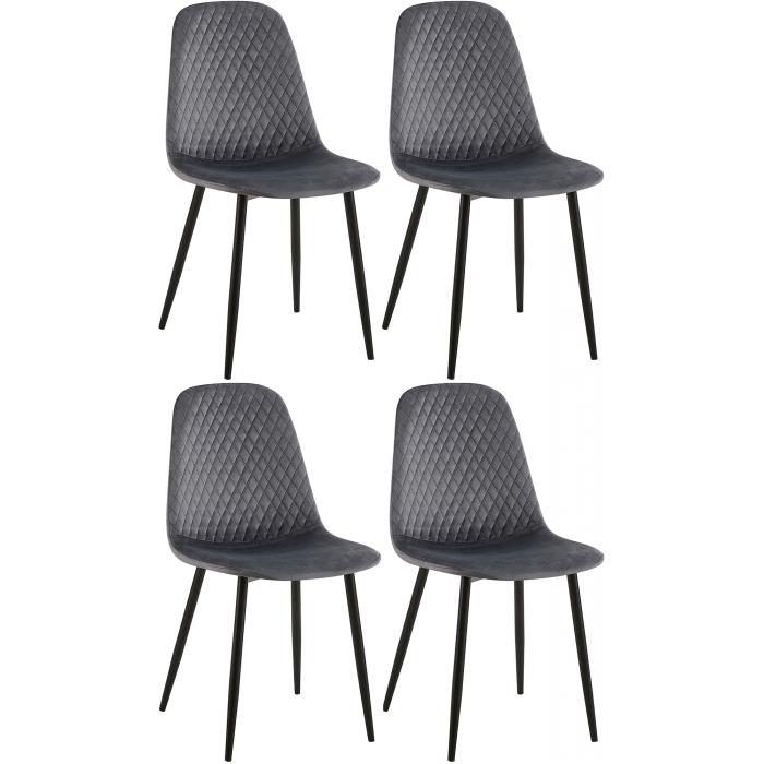 4er Set Sthle HLO-CP48 Samt ~ dunkelgrau
