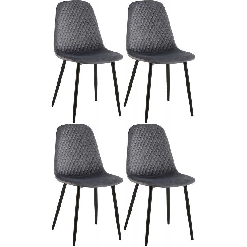 4er Set Sthle HLO-CP48 Samt ~ dunkelgrau