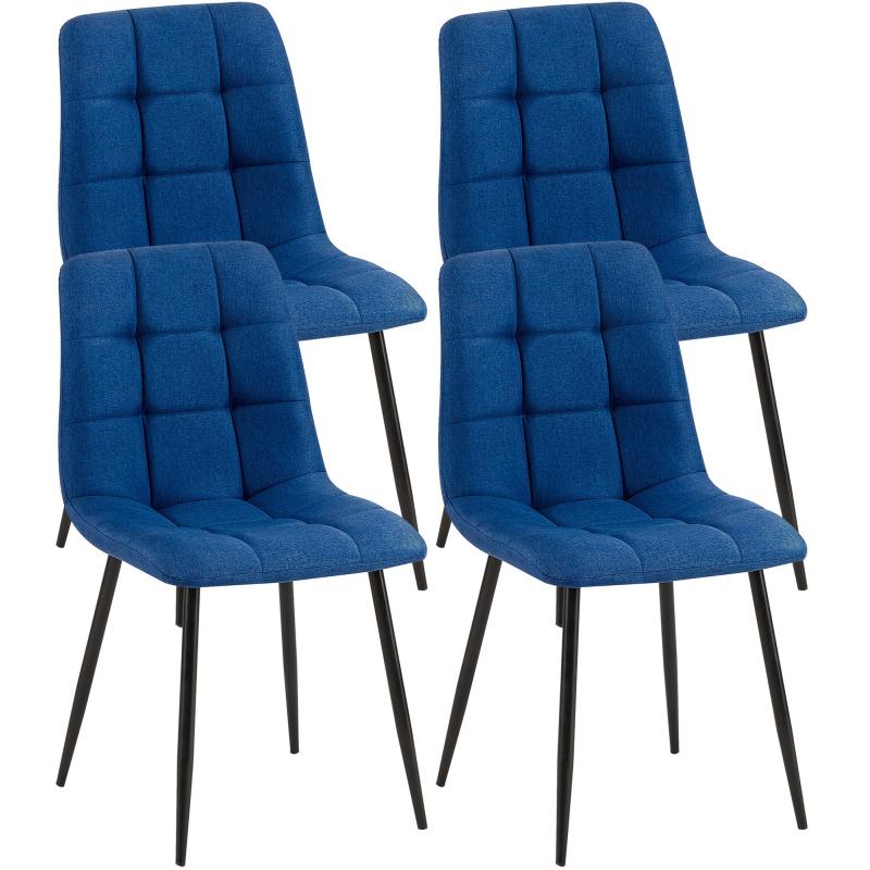 4er Set Esszimmersthle HLO-CP37 Stoff ~ blau