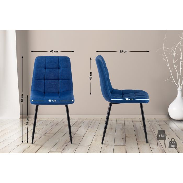 4er Set Esszimmersthle HLO-CP37 Stoff ~ blau