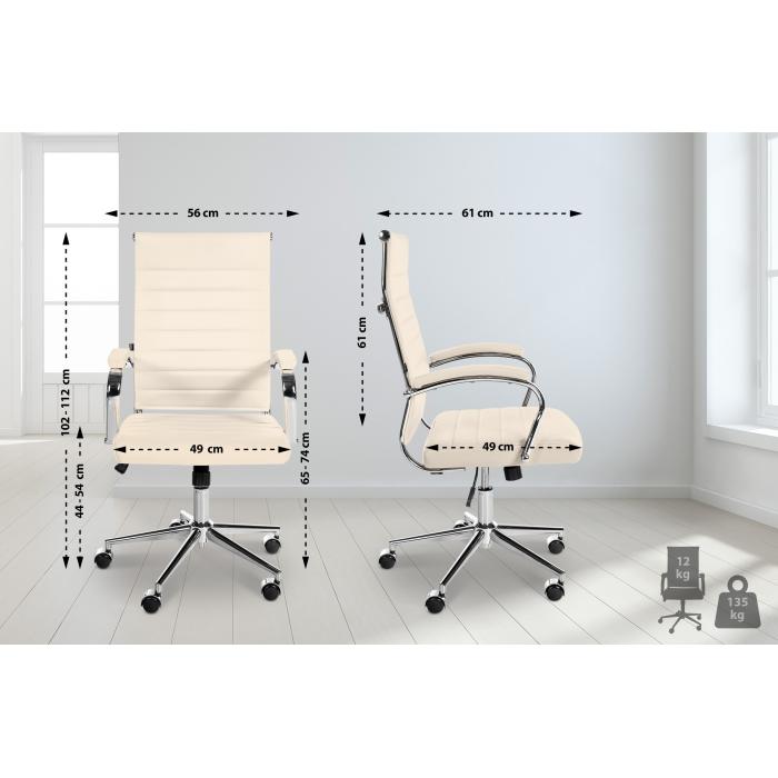 Brostuhl HLO-CP164 Echtleder ~ creme
