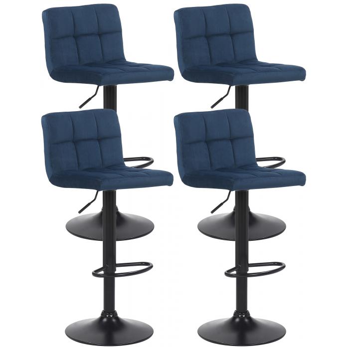 4er Set Barhocker HLO-CP64 Samt ~ blau