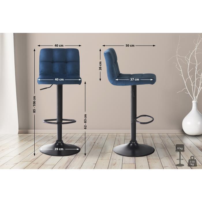 4er Set Barhocker HLO-CP64 Samt ~ blau