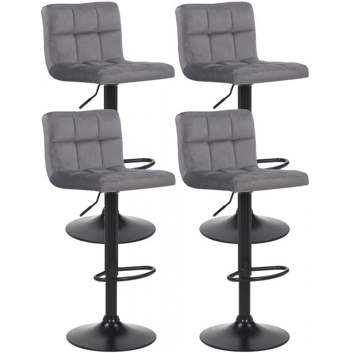 4er Set Barhocker HLO-CP64 Samt ~ grau