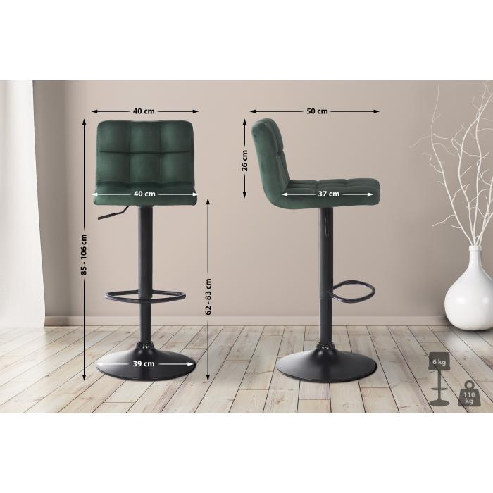 4er Set Barhocker HLO-CP64 Samt ~ grn