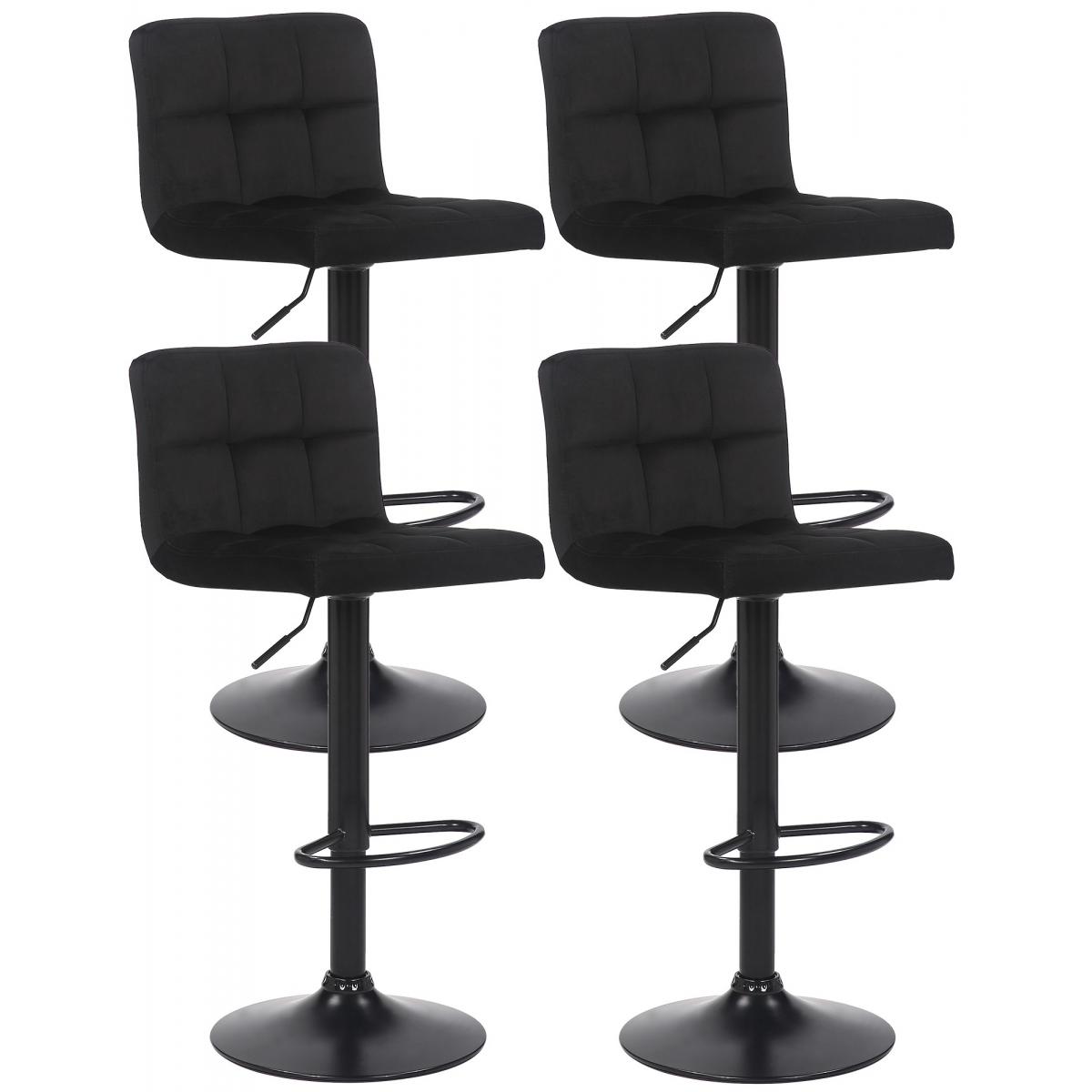 4er Set Barhocker HLO-CP64 Samt ~ schwarz
