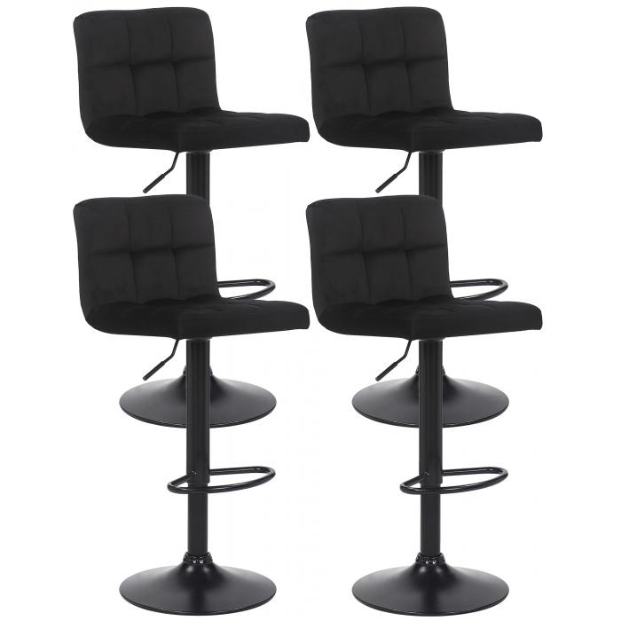 4er Set Barhocker HLO-CP64 Samt ~ schwarz