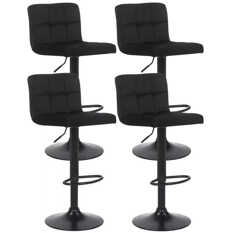 4er Set Barhocker HLO-CP64 Samt ~ schwarz