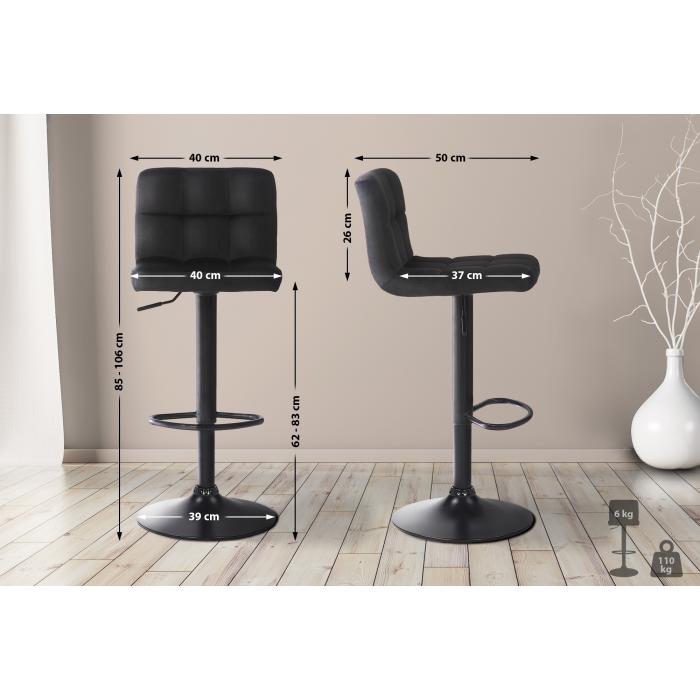 4er Set Barhocker HLO-CP64 Samt ~ schwarz