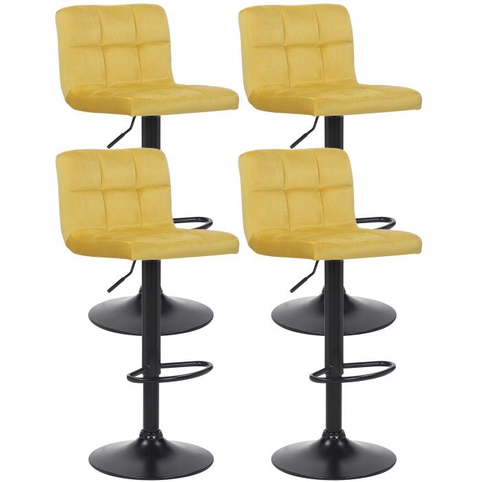 4er Set Barhocker HLO-CP64 Samt ~ gelb