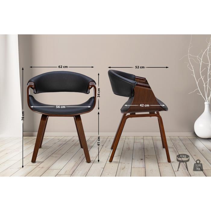 2er Set Esszimmerstuhl HLO-CP1 Kunstleder ~ walnuss/schwarz