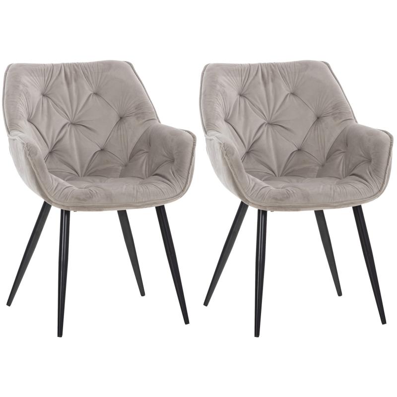 2er Set Stuhl HLO-CP24 Samt ~ grau