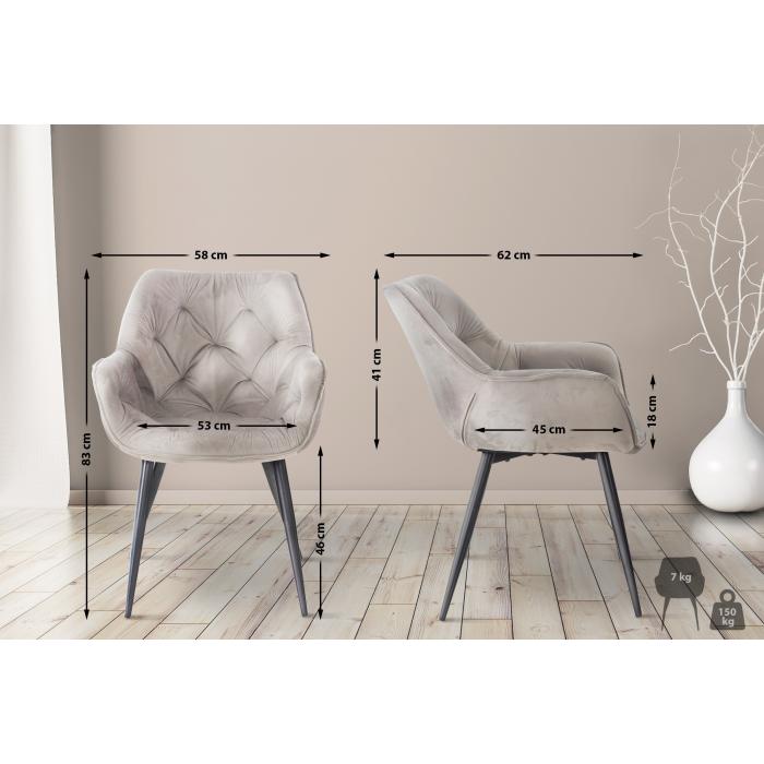 2er Set Stuhl HLO-CP24 Samt ~ grau