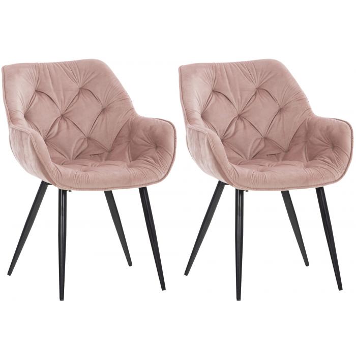 2er Set Stuhl HLO-CP24 Samt ~ pink