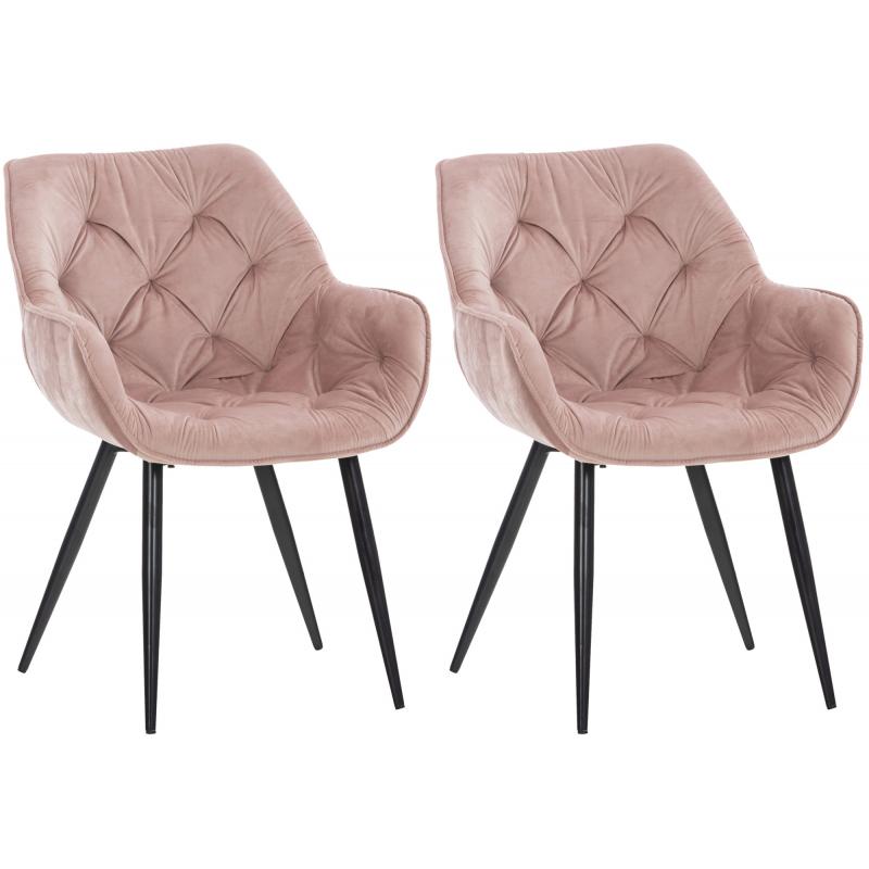 2er Set Stuhl HLO-CP24 Samt ~ pink