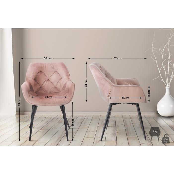 2er Set Stuhl HLO-CP24 Samt ~ pink