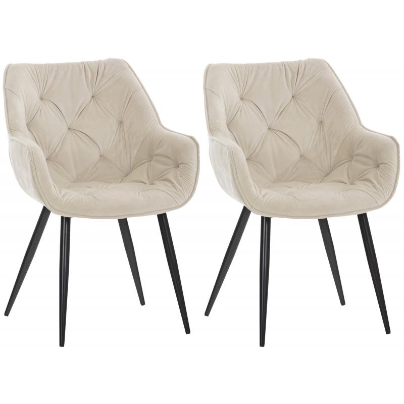 2er Set Stuhl HLO-CP24 Samt ~ creme