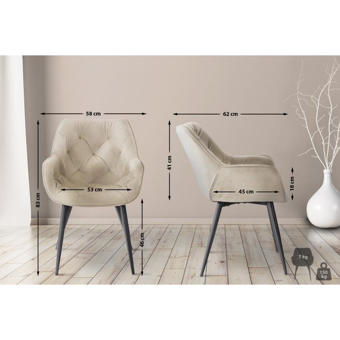 2er Set Stuhl HLO-CP24 Samt ~ creme