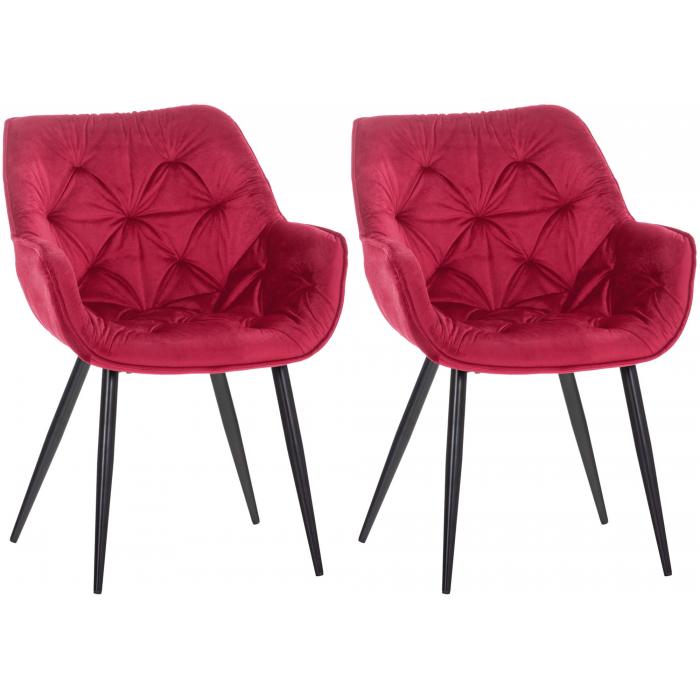 2er Set Stuhl HLO-CP24 Samt ~ rot