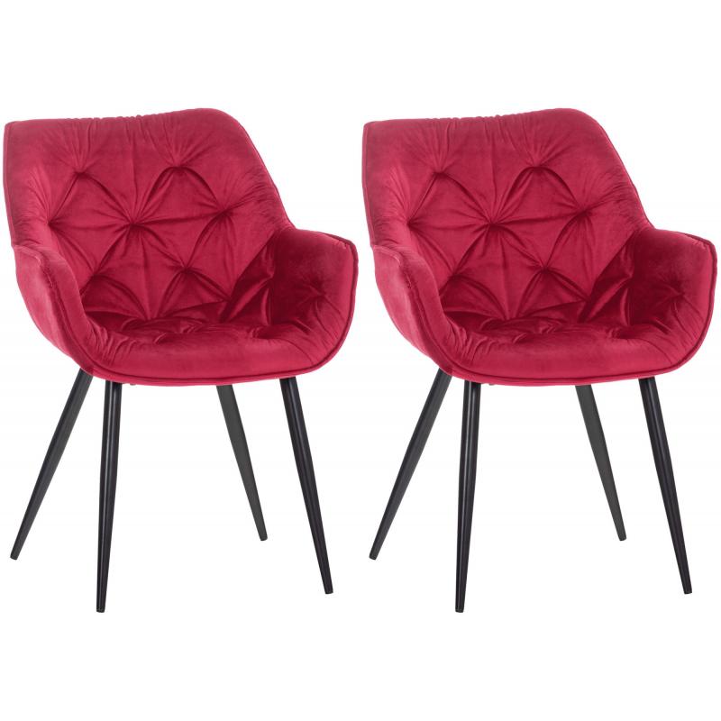 2er Set Stuhl HLO-CP24 Samt ~ rot