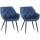 2er Set Stuhl HLO-CP24 Samt ~ blau