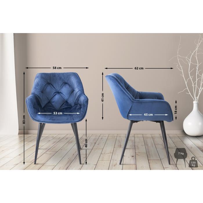 2er Set Stuhl HLO-CP24 Samt ~ blau