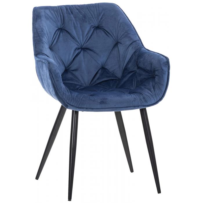 2er Set Stuhl HLO-CP24 Samt ~ blau