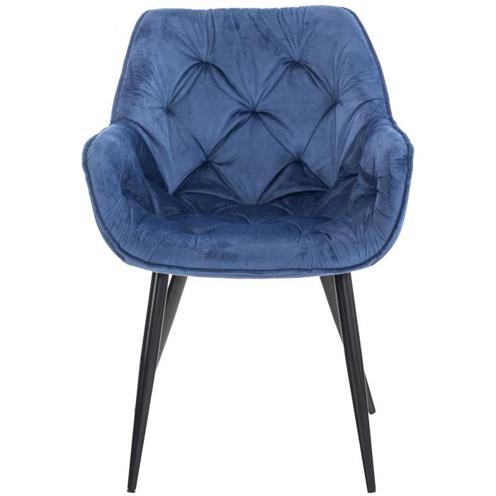 2er Set Stuhl HLO-CP24 Samt ~ blau
