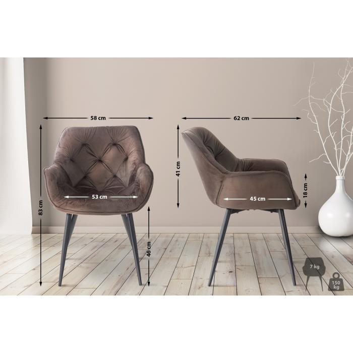 2er Set Stuhl HLO-CP24 Samt ~ braun