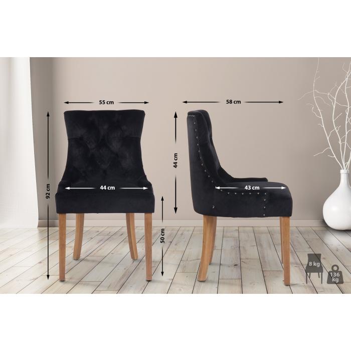 4er Set Esszimmersthle HLO-CP35 Samt antik-hell ~ schwarz