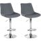 2er Set Barhocker HLO-CP295 Stoff chrom ~ grau