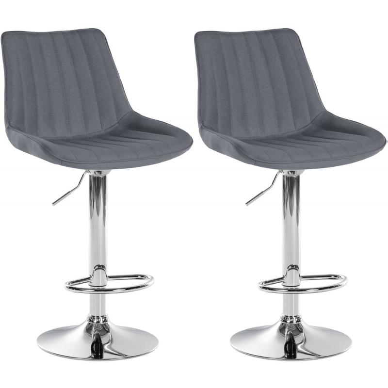 2er Set Barhocker HLO-CP295 Stoff chrom ~ grau