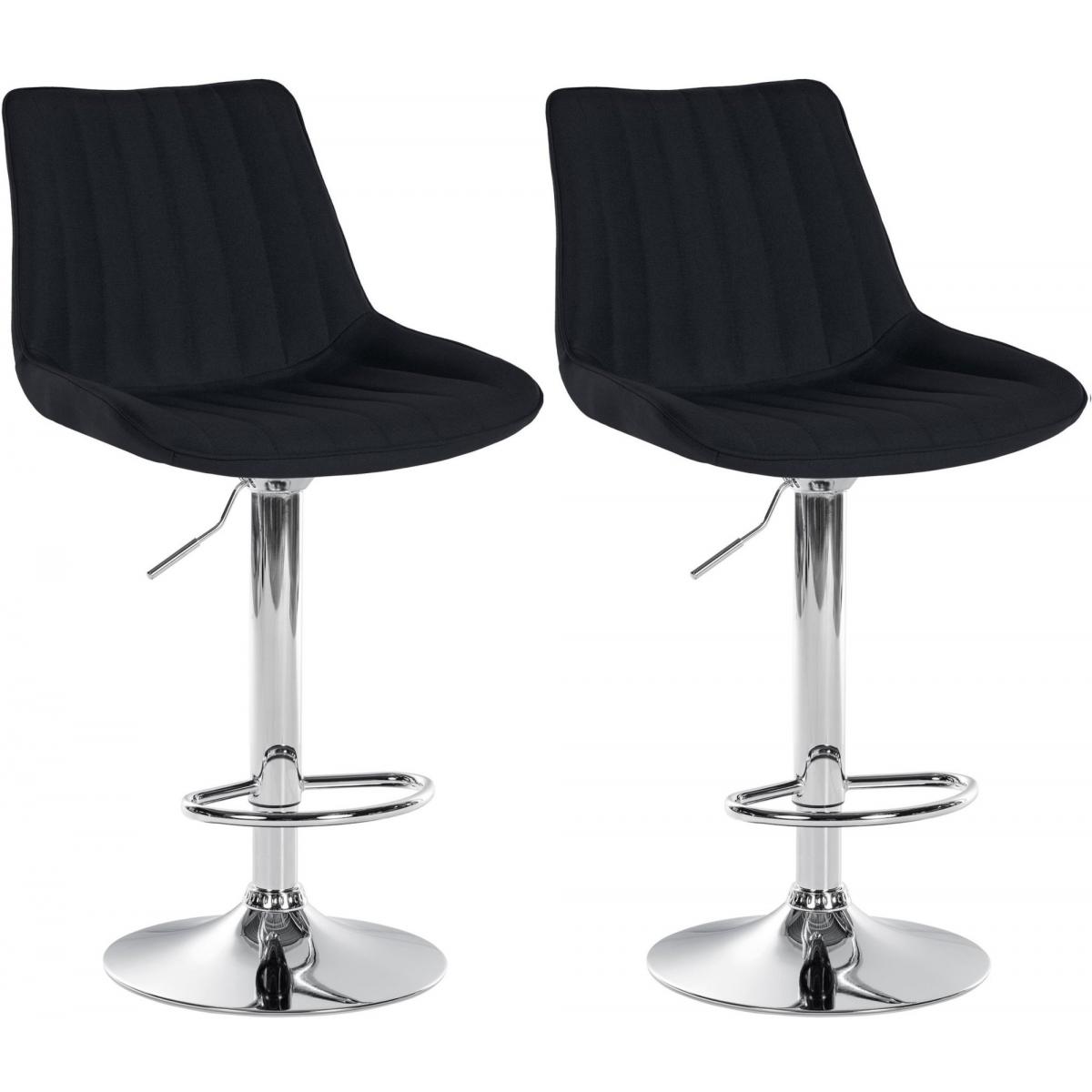 2er Set Barhocker HLO-CP295 Stoff chrom ~ schwarz