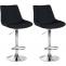 2er Set Barhocker HLO-CP295 Stoff chrom ~ schwarz