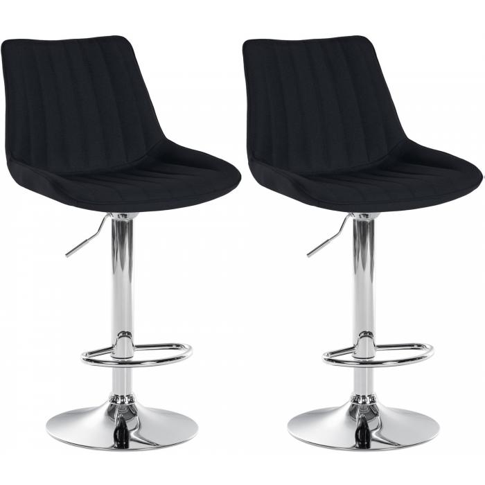 2er Set Barhocker HLO-CP295 Stoff chrom ~ schwarz
