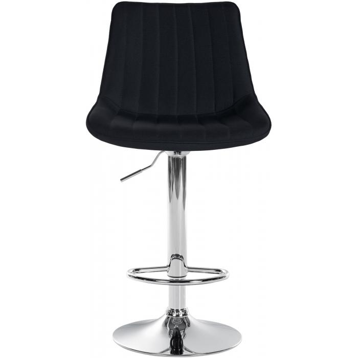 2er Set Barhocker HLO-CP295 Stoff chrom ~ schwarz