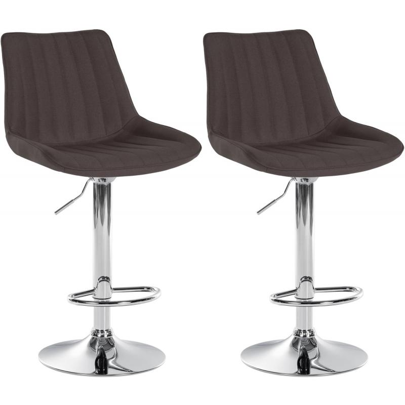 2er Set Barhocker HLO-CP295 Stoff chrom ~ taupe