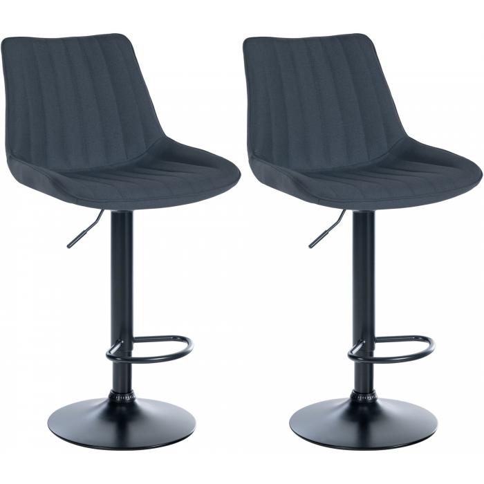 2er Set Barhocker HLO-CP295 Stoff schwarz ~ dunkelgrau