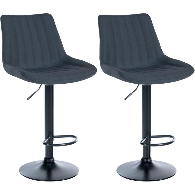 2er Set Barhocker HLO-CP295 Stoff schwarz ~ dunkelgrau