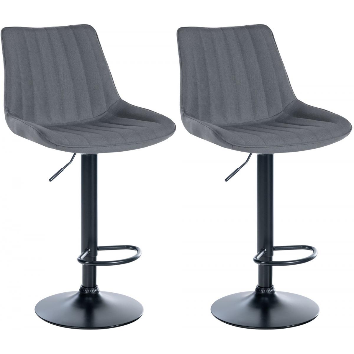 2er Set Barhocker HLO-CP295 Stoff schwarz ~ grau