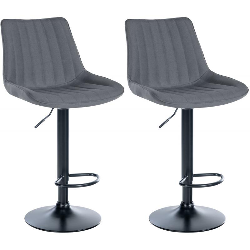 2er Set Barhocker HLO-CP295 Stoff schwarz ~ grau