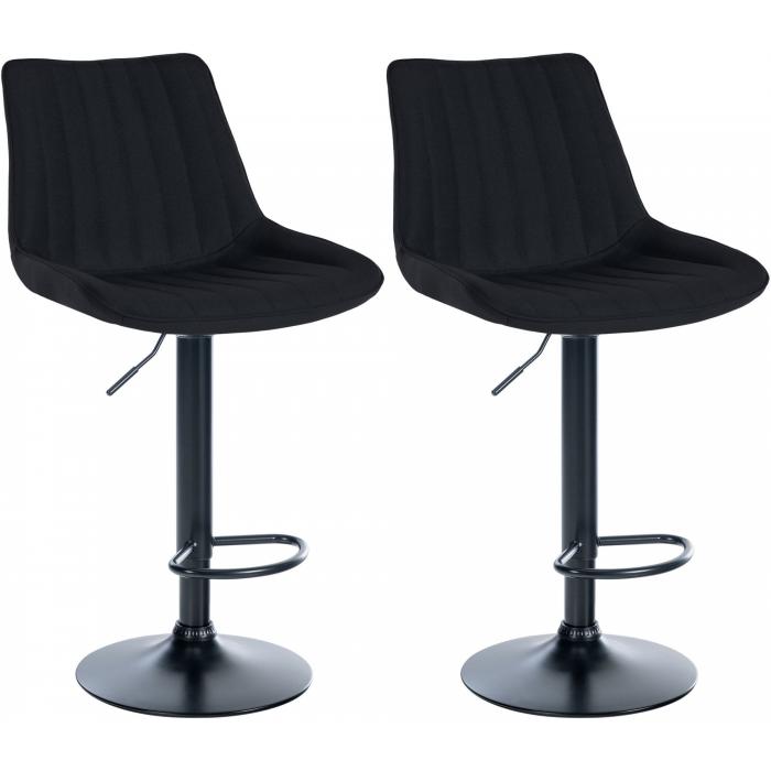 2er Set Barhocker HLO-CP295 Stoff schwarz ~ schwarz