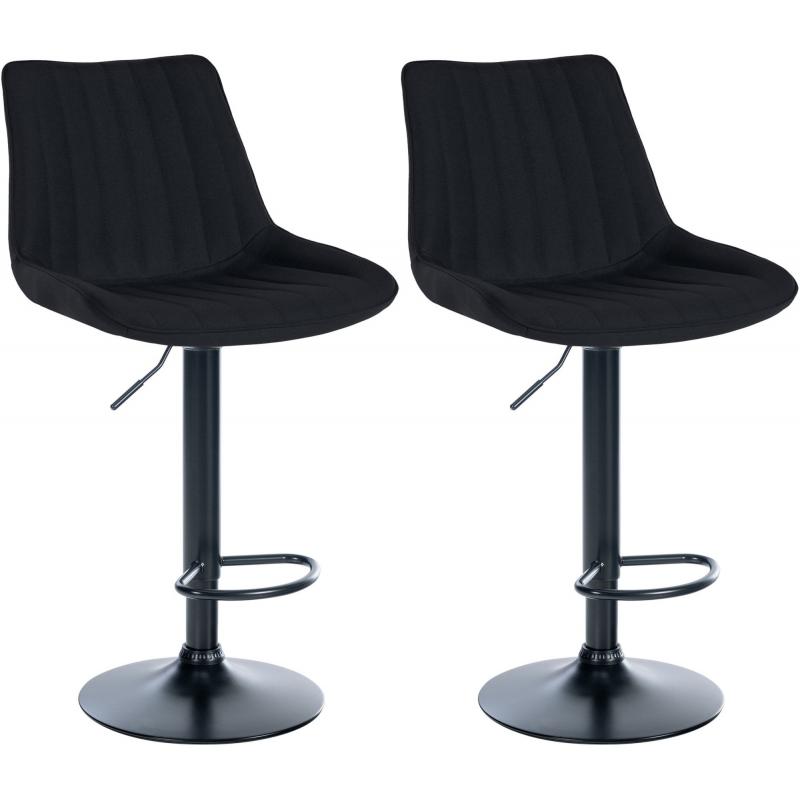 2er Set Barhocker HLO-CP295 Stoff schwarz ~ schwarz