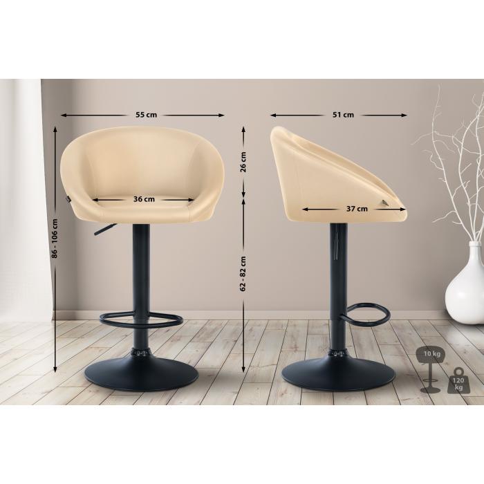 Barhocker HLO-CP312 Kunstleder schwarz ~ creme