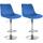 2er Set Barhocker HLO-CP296 Samt chrom ~ blau