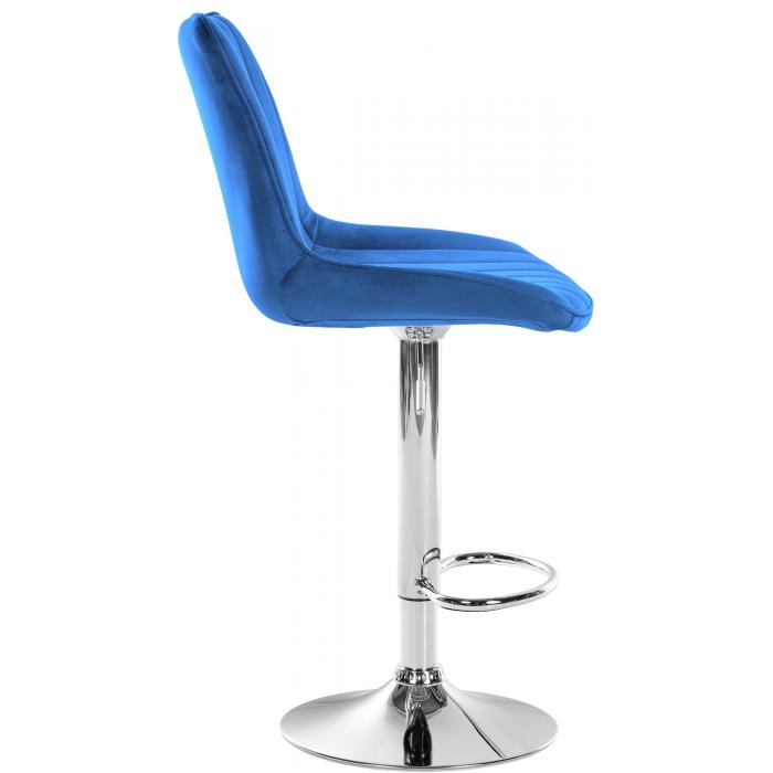 2er Set Barhocker HLO-CP296 Samt chrom ~ blau