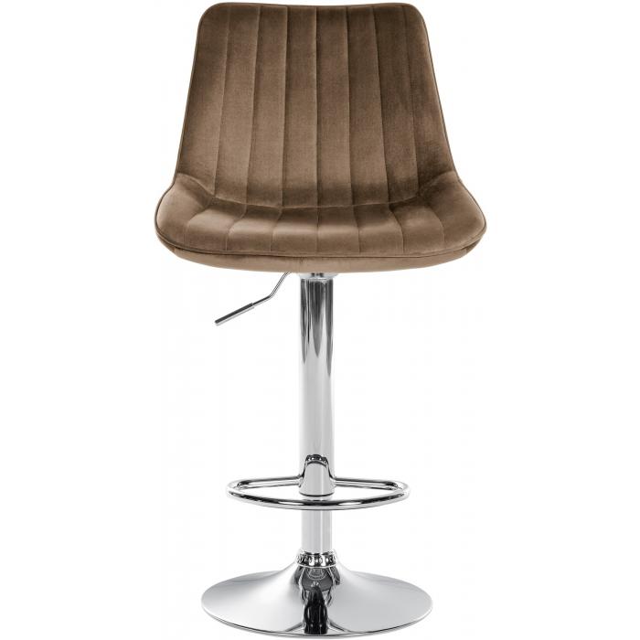 2er Set Barhocker HLO-CP296 Samt chrom ~ braun