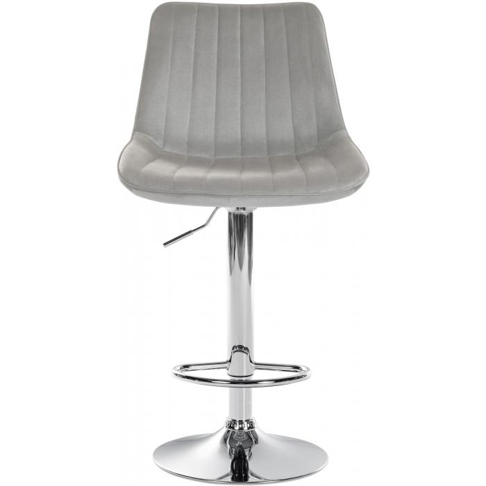 2er Set Barhocker HLO-CP296 Samt chrom ~ grau